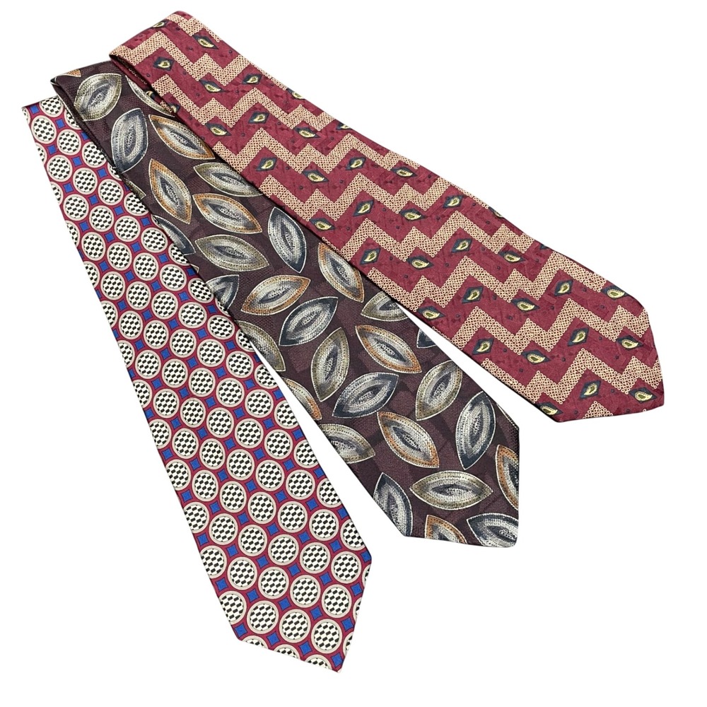 Robert Talbott Best of Class Mens Multi Silk Lot of 3 Geometric Neck Ties Italy